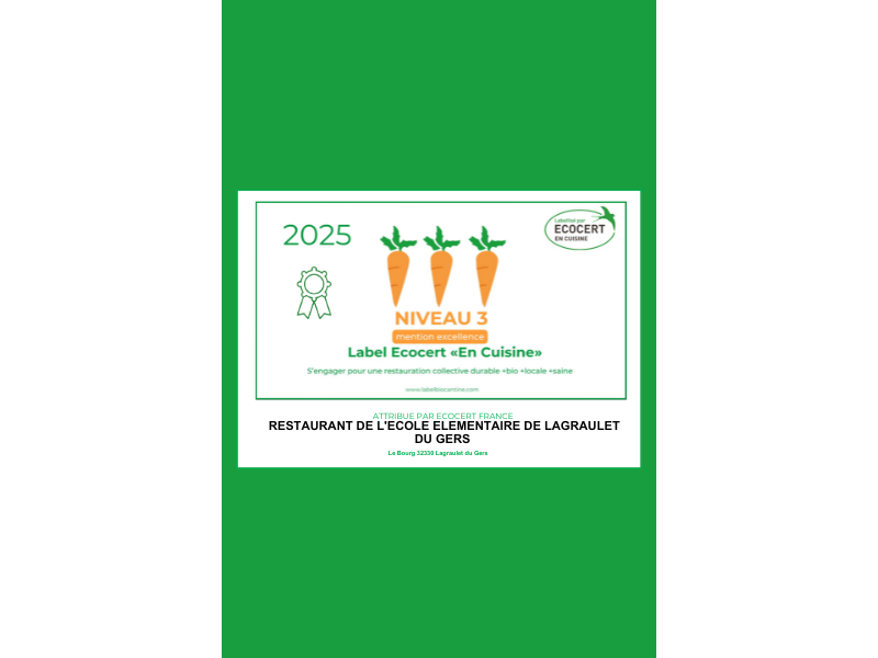 label ecocert en cuisine niveau 3 excellence label ecocert en cuisine niveau 3 excellence